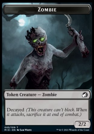 Zombie Token (005) [Innistrad: Midnight Hunt Tokens] | Gamers Paradise