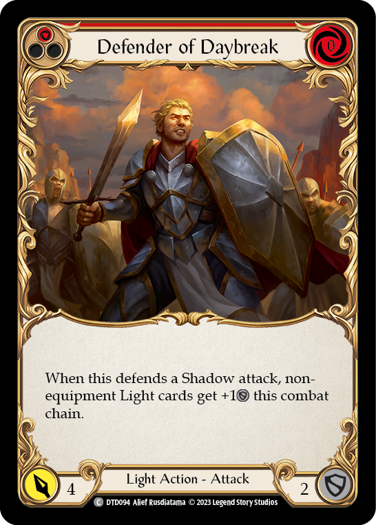 Defender of Daybreak (Red) [DTD094] (Dusk Till Dawn)  Rainbow Foil | Gamers Paradise