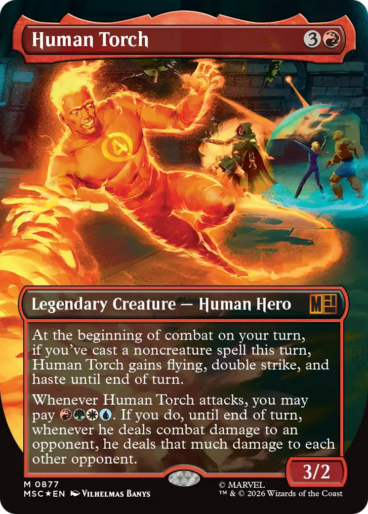 Human Torch (Borderless) (Surge Foil) [Marvel Super Heroes Commander] | Gamers Paradise