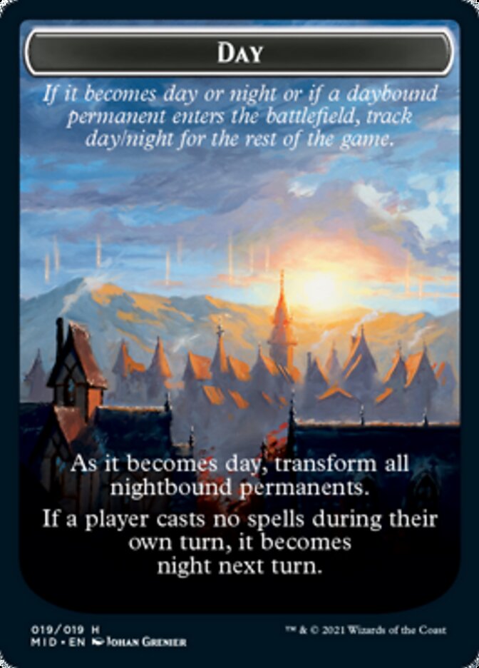 Day // Night Double-Sided Token [Innistrad: Midnight Hunt Tokens] | Gamers Paradise