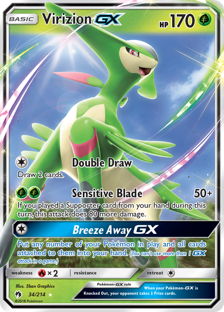 Virizion GX (34/214) [Sun & Moon: Lost Thunder] | Gamers Paradise