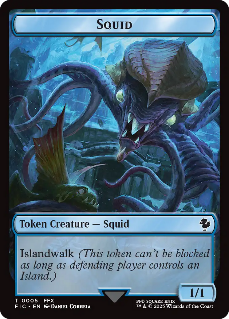 Spirit // Squid Double-Sided Token (Surge Foil) [FINAL FANTASY Commander Tokens] | Gamers Paradise