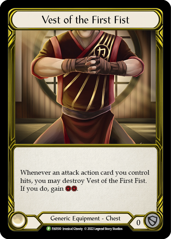 Vest of the First Fist (Golden) [FAB100] (Promo)  Cold Foil | Gamers Paradise