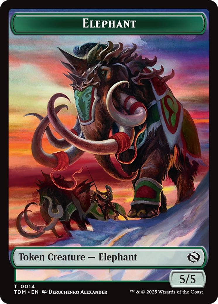 Elephant // Treasure Double-Sided Token [Tarkir: Dragonstorm Tokens] | Gamers Paradise