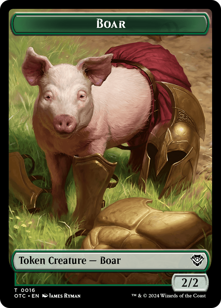 Boar // Manifest Double-Sided Token [Outlaws of Thunder Junction Commander Tokens] | Gamers Paradise