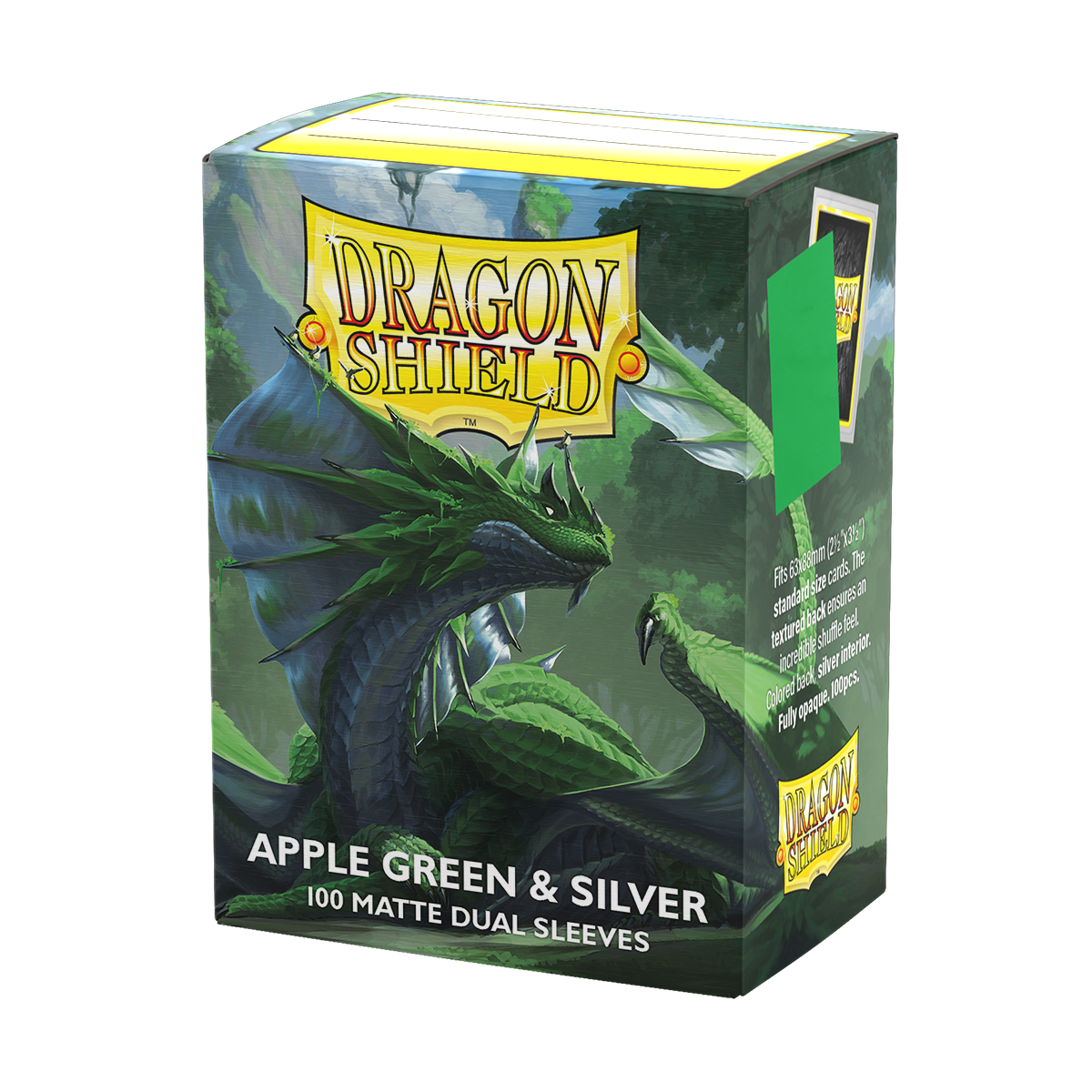 Dragon Shield: Standard 100ct Sleeves - Apple Green & Silver (Dual Matte) | Gamers Paradise