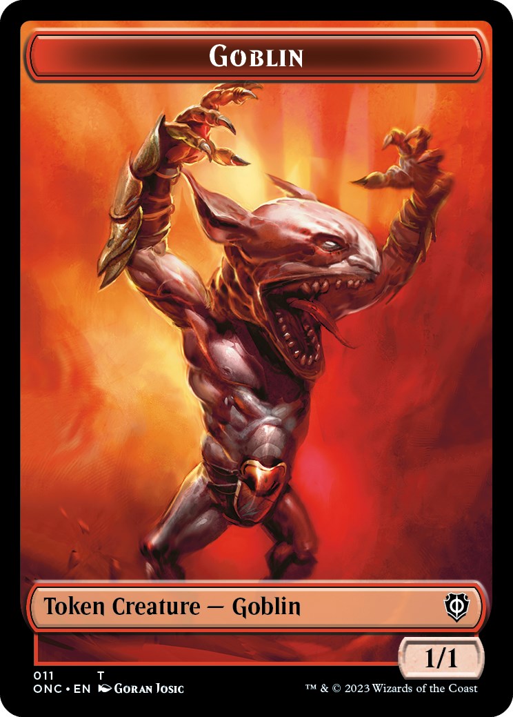 Rebel // Goblin Double-Sided Token [Phyrexia: All Will Be One Commander Tokens] | Gamers Paradise