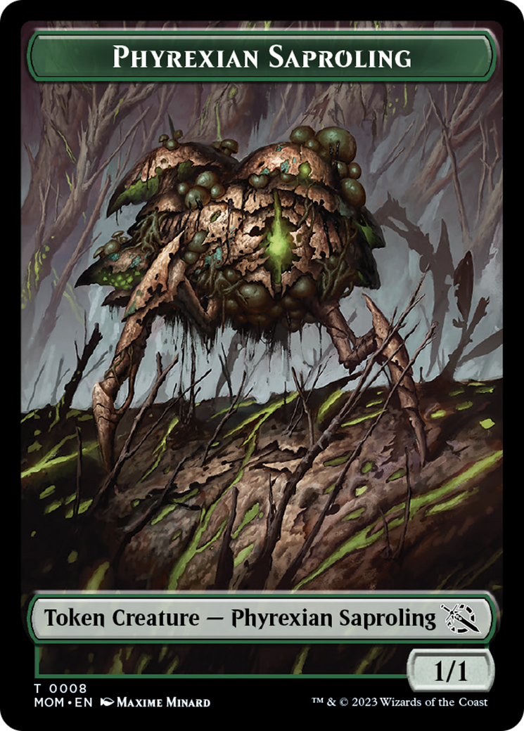 Warrior // Phyrexian Saproling Double-Sided Token [March of the Machine Tokens] | Gamers Paradise