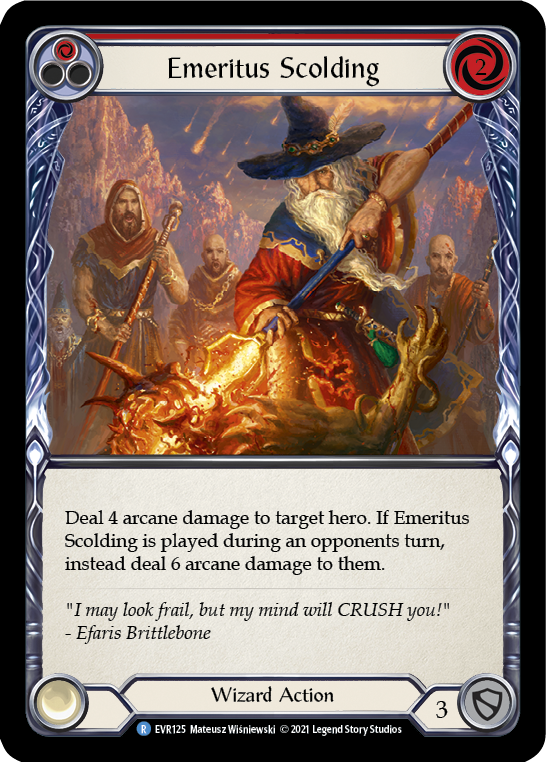 Emeritus Scolding (Red) [EVR125] (Everfest)  1st Edition Rainbow Foil | Gamers Paradise