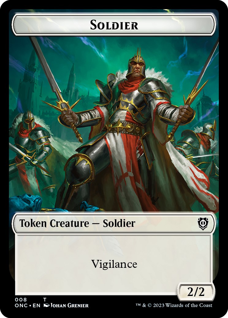 Soldier (008) // Angel Double-Sided Token [Phyrexia: All Will Be One Commander Tokens] | Gamers Paradise