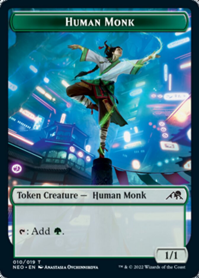 Samurai // Human Monk Double-Sided Token [Kamigawa: Neon Dynasty Tokens] | Gamers Paradise