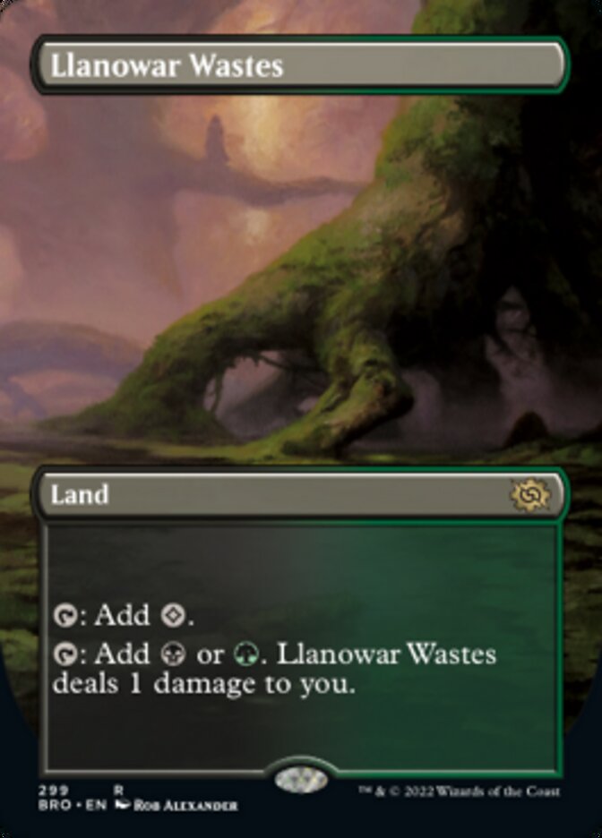 Llanowar Wastes (Borderless Alternate Art) [The Brothers' War] | Gamers Paradise