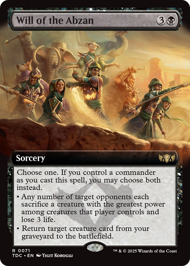 Will of the Abzan (Extended Art) [Tarkir: Dragonstorm Commander] | Gamers Paradise