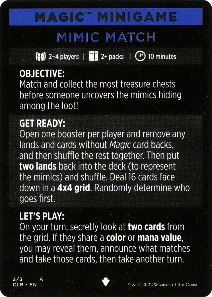 Mimic Match (Magic Minigame) [Commander Legends: Battle for Baldur's Gate Minigame] | Gamers Paradise