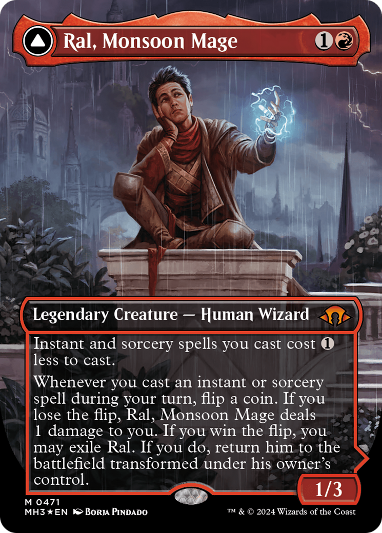 Ral, Monsoon Mage // Ral, Leyline Prodigy (Borderless) (Textured Foil) [Modern Horizons 3] | Gamers Paradise