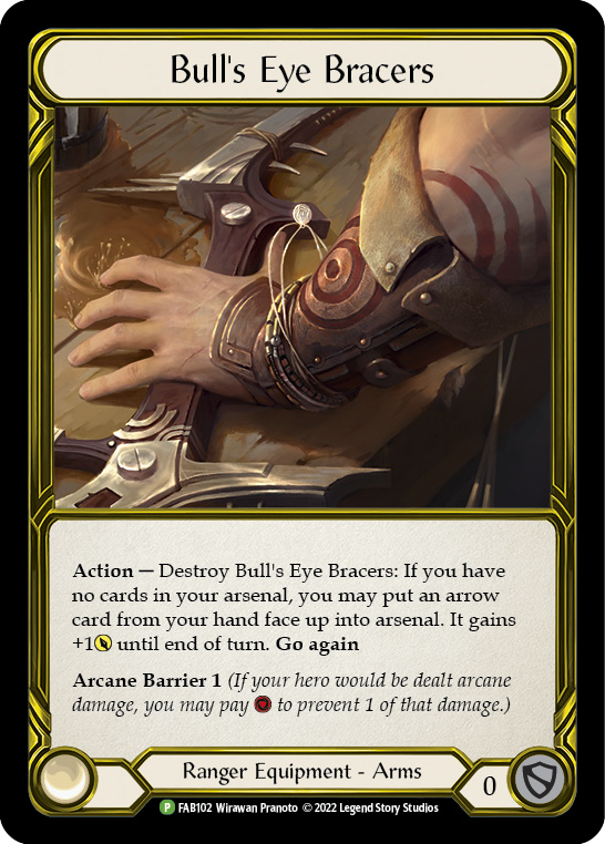 Bull's Eye Bracers (Golden) [FAB102] (Promo)  Cold Foil | Gamers Paradise