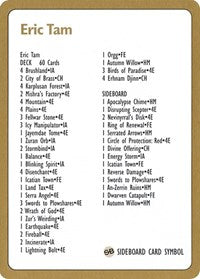 1996 Eric Tam Decklist Card [World Championship Decks] | Gamers Paradise