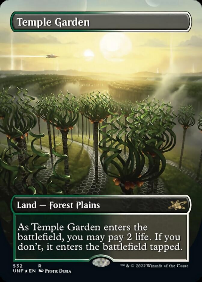 Temple Garden (Borderless) (Galaxy Foil) [Unfinity] | Gamers Paradise