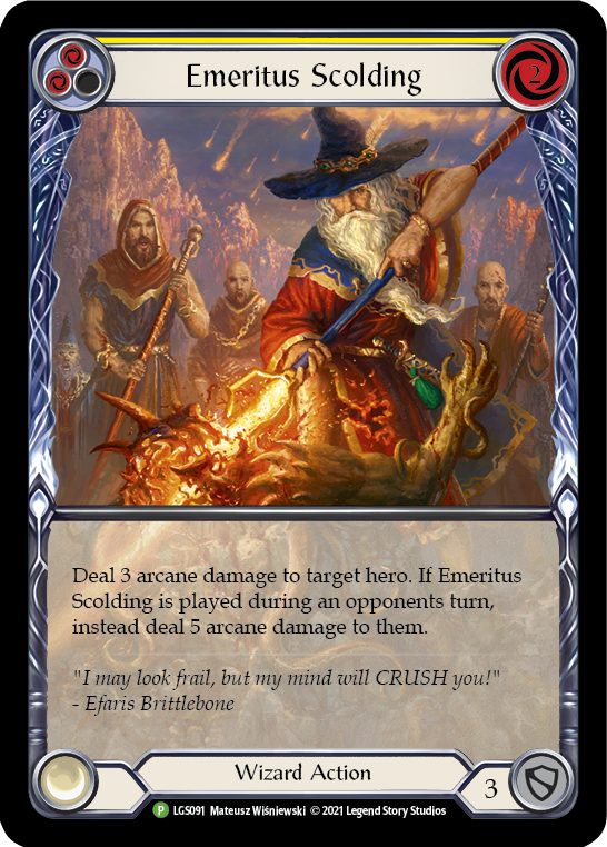 Emeritus Scolding (Yellow Extended Art) [LGS091] (Promo)  Rainbow Foil | Gamers Paradise