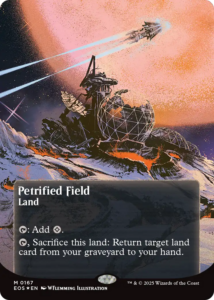 Petrified Field (0167) (Borderless) (Galaxy Foil) [Edge of Eternities: Stellar Sights] | Gamers Paradise