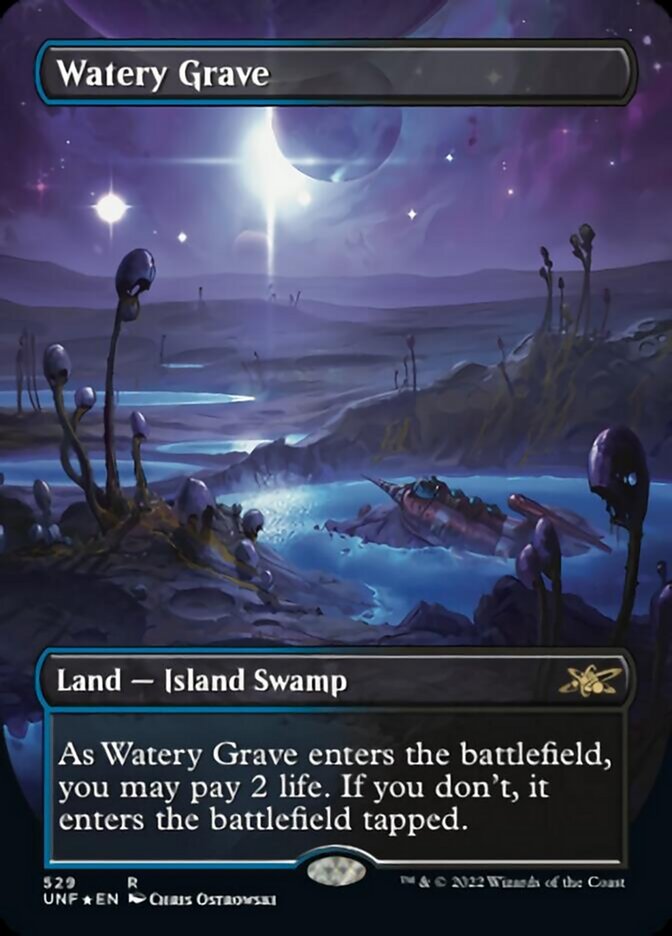 Watery Grave (Borderless) (Galaxy Foil) [Unfinity] | Gamers Paradise