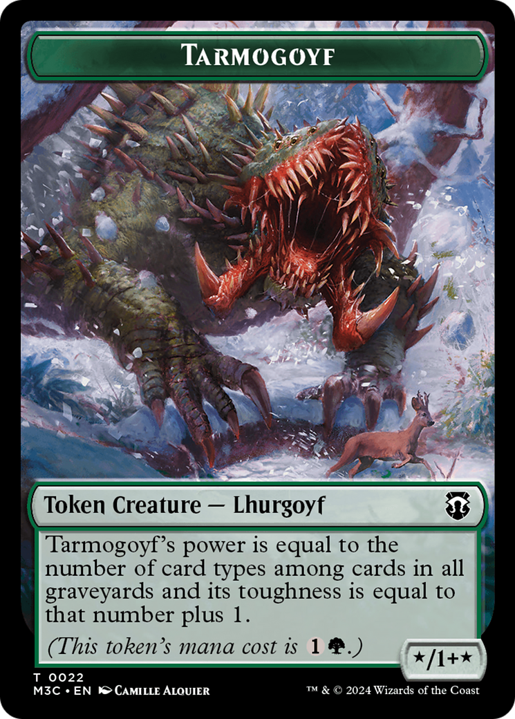 Tarmogoyf (Ripple Foil) // Goblin Double-Sided Token [Modern Horizons 3 Commander Tokens] | Gamers Paradise