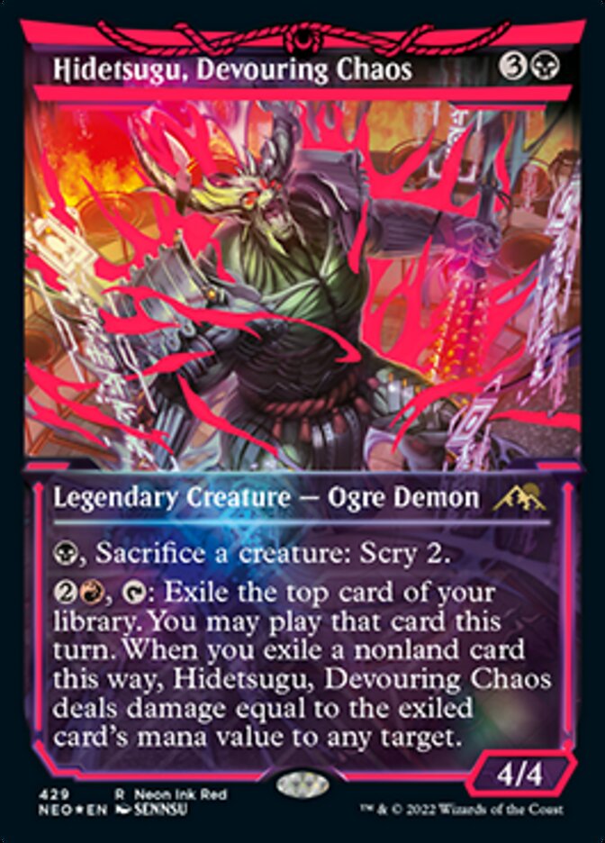 Hidetsugu, Devouring Chaos (Neon Ink Red) [Kamigawa: Neon Dynasty] | Gamers Paradise