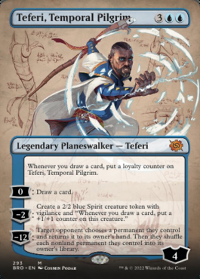 Teferi, Temporal Pilgrim (Borderless Alternate Art) [The Brothers' War] | Gamers Paradise