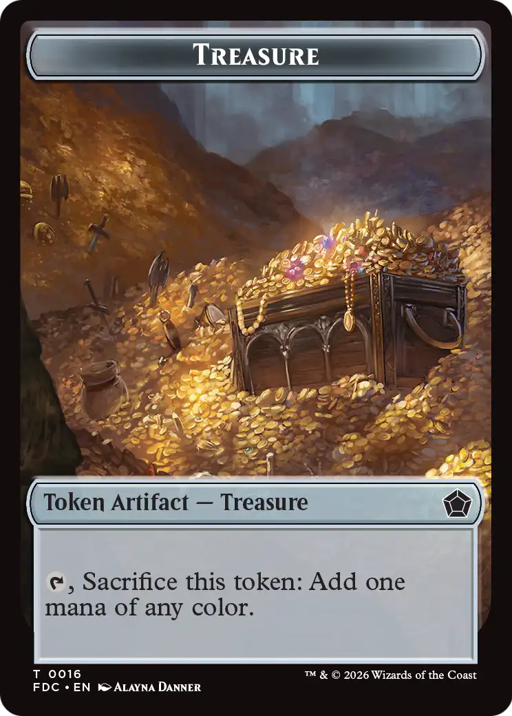 Dragon (0007) // Treasure Double-Sided Token [Foundations Commander Tokens] | Gamers Paradise