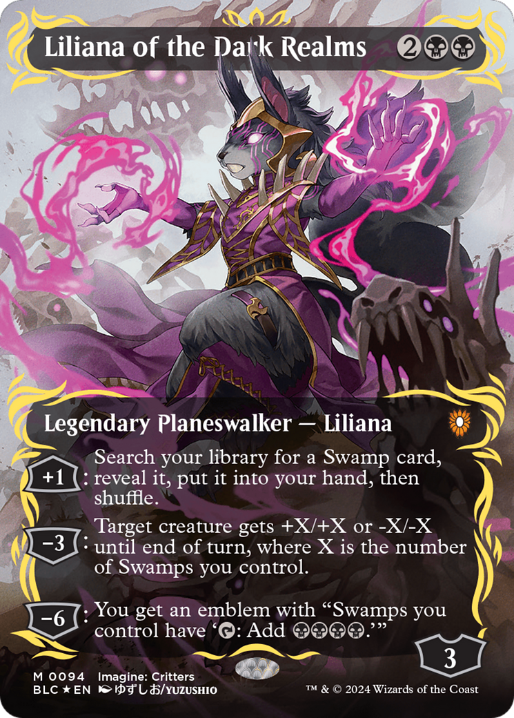 Liliana of the Dark Realms (Borderless) (Raised Foil) [Bloomburrow Commander] | Gamers Paradise