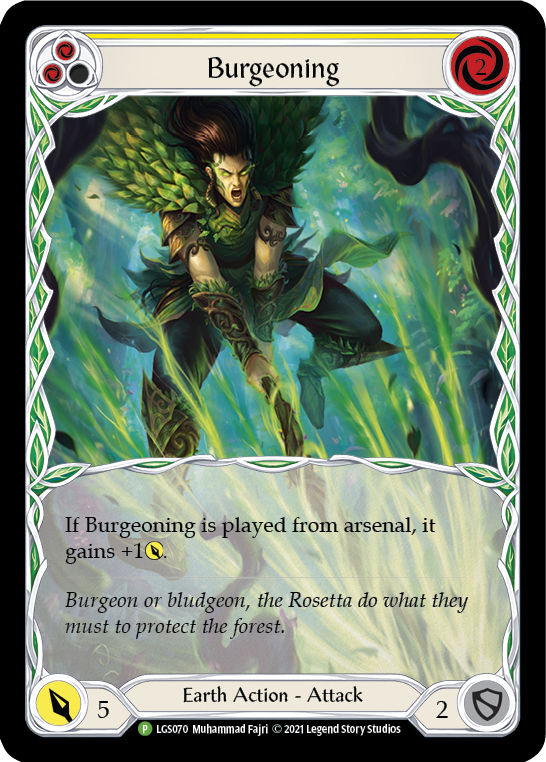 Burgeoning (Yellow) [LGS070] (Promo)  Rainbow Foil | Gamers Paradise