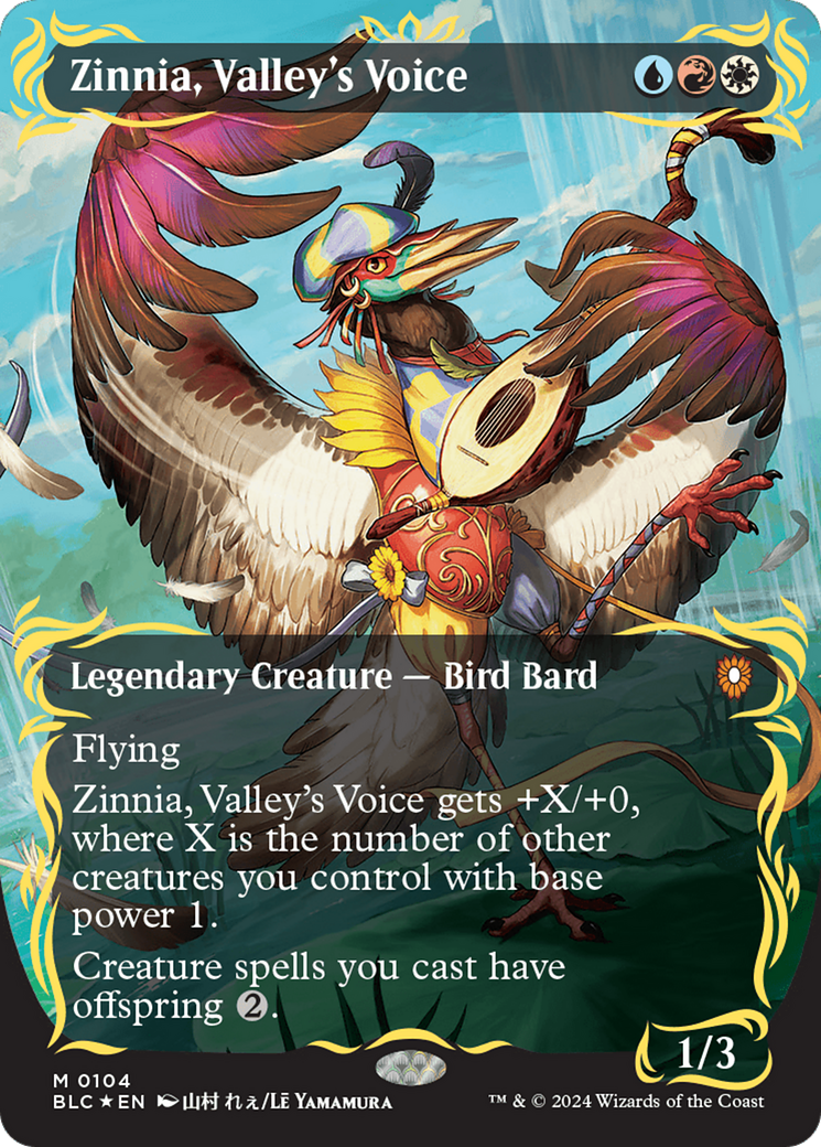 Zinnia, Valley's Voice (Borderless) (Raised Foil) [Bloomburrow Commander] | Gamers Paradise