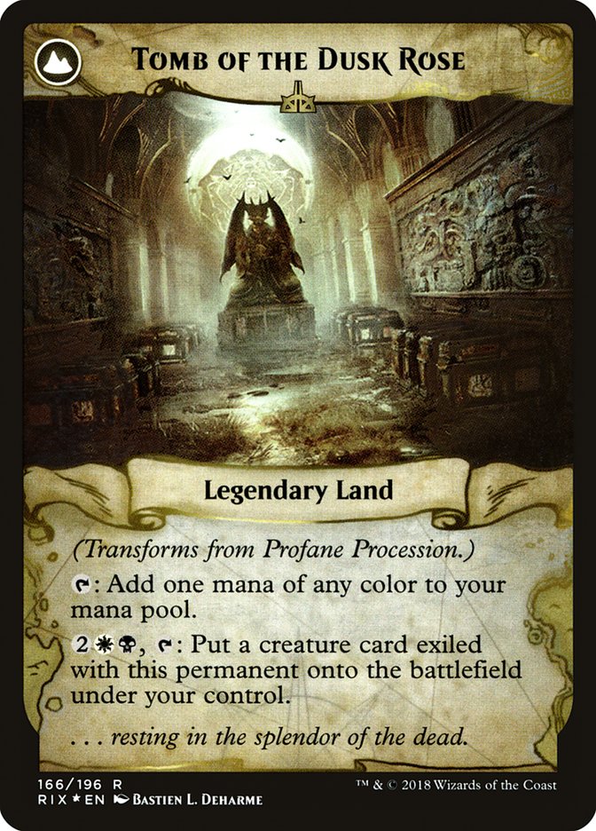Profane Procession // Tomb of the Dusk Rose [Rivals of Ixalan Prerelease Promos] | Gamers Paradise
