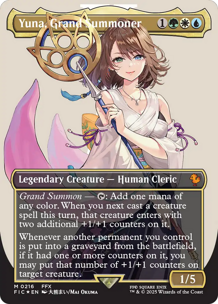 Yuna, Grand Summoner (Borderless) (Surge Foil) [FINAL FANTASY Commander] | Gamers Paradise