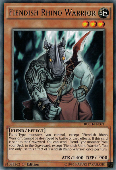 Fiendish Rhino Warrior [BOSH-EN091] Rare | Gamers Paradise