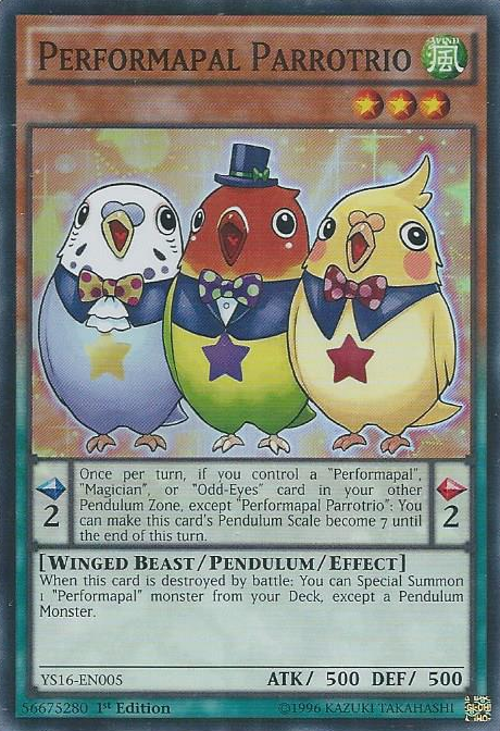 Performapal Parrotrio [YS16-EN005] Super Rare | Gamers Paradise