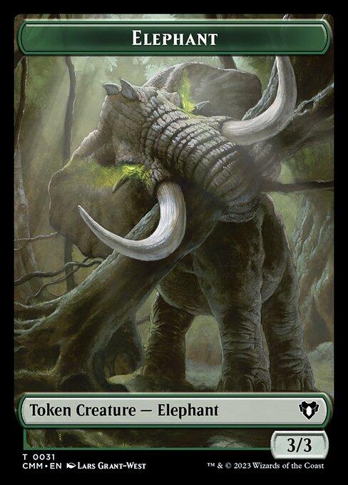 Clue // Elephant Double-Sided Token [Commander Masters Tokens] | Gamers Paradise