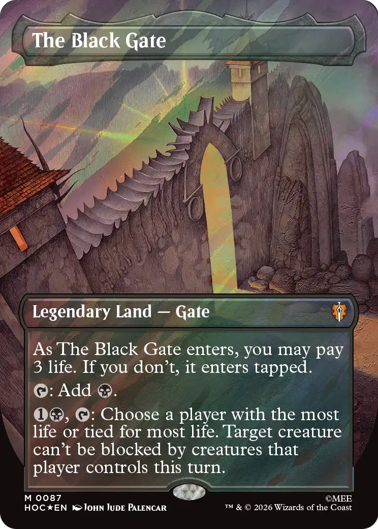 The Black Gate (Borderless) (Surge Foil) [The Hobbit: Eternal-Legal] | Gamers Paradise