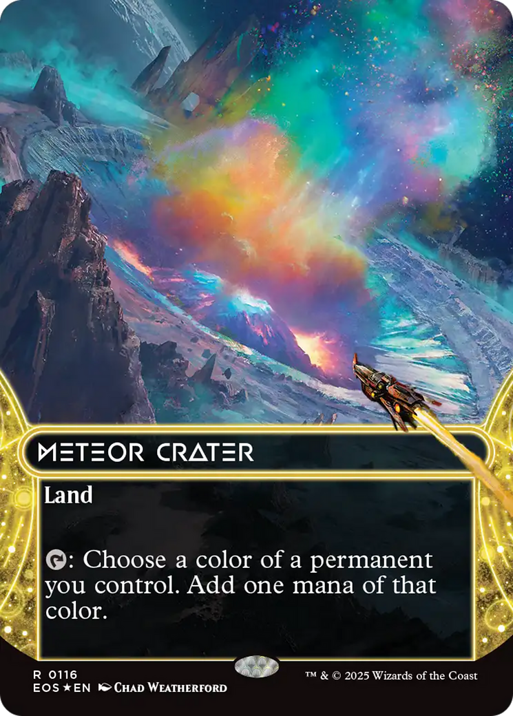 Meteor Crater (0116) (Borderless) (Galaxy Foil) [Edge of Eternities: Stellar Sights] | Gamers Paradise