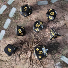 Black Raven Gold Set of 7 Metal Dice | Gamers Paradise