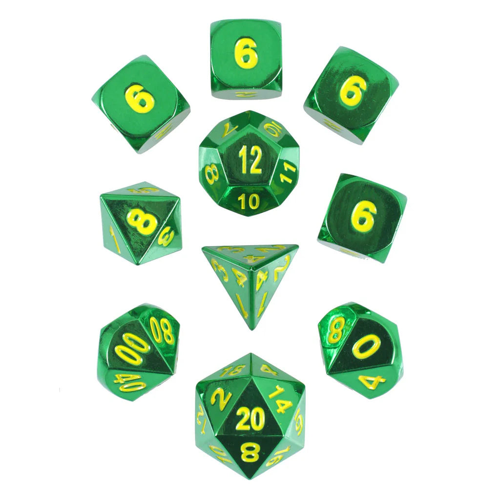 Emerald Green 10-Piece Metal Dice Set | Gamers Paradise