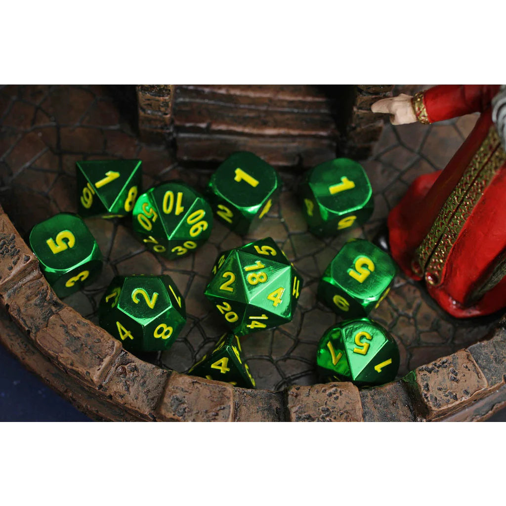 Emerald Green 10-Piece Metal Dice Set | Gamers Paradise