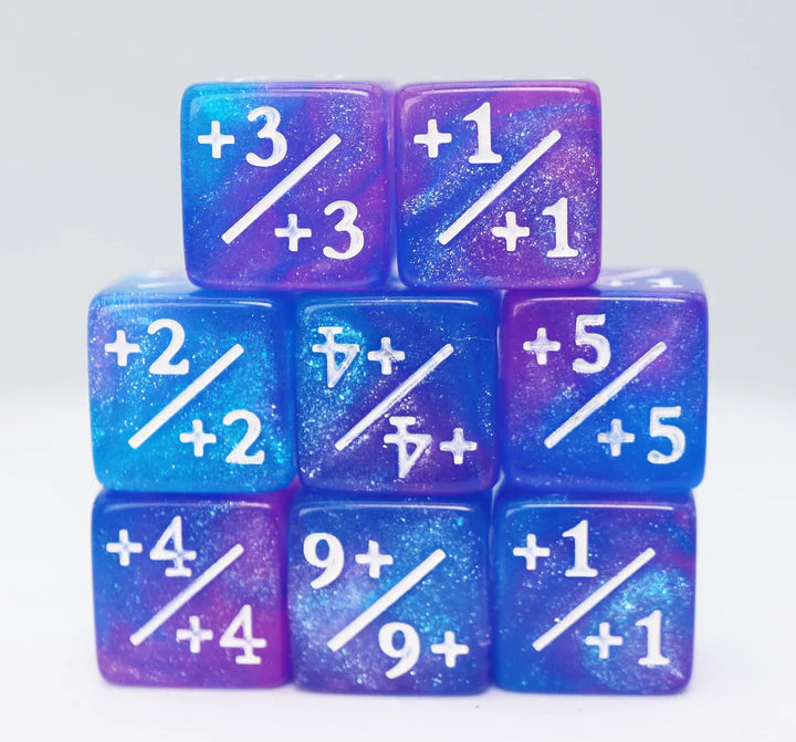 +1/+1 BLUE AND PURPLE GLITTER COUNTERS FOR MAGIC - SET OF 8 | Gamers Paradise