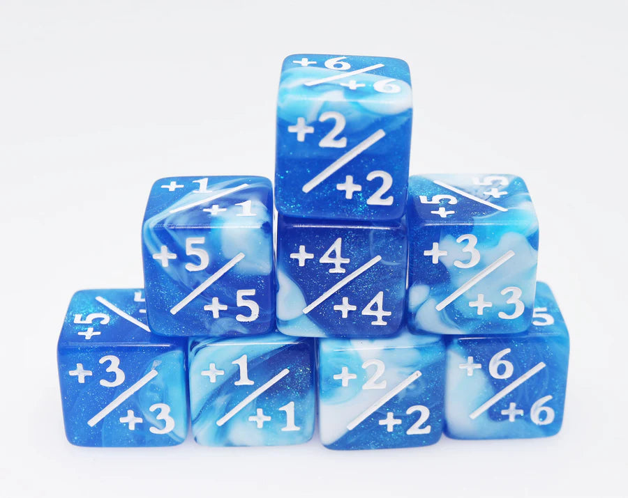 +1/+1 White & Blue Glitter Counters for Magic - Set of 8 | Gamers Paradise
