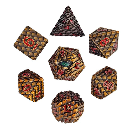 Dragon's Gaze Bronze Metal RPG Dice Set | Gamers Paradise