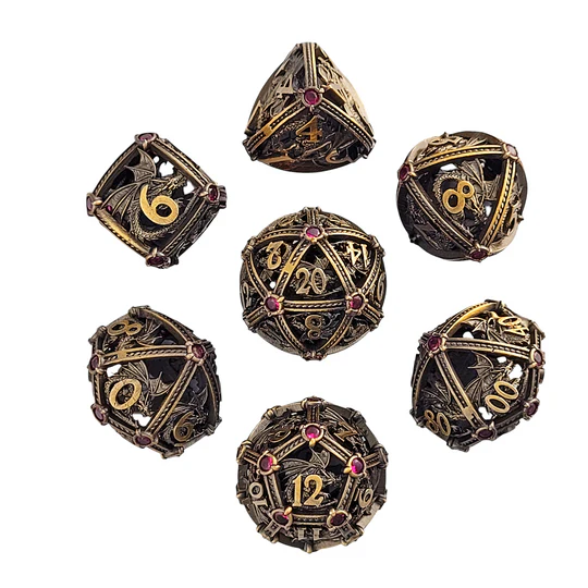 Dragon's Jewel Bronze Hollow Metal RPG Dice Set | Gamers Paradise