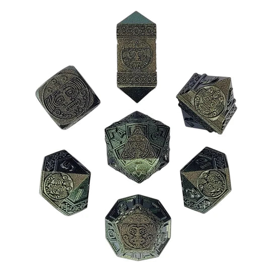 Nahuatl's Chance Green Metal RPG Dice Set | Gamers Paradise