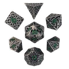 Sacred Hollows Silver Green Hollow Metal RPG Dice Set | Gamers Paradise