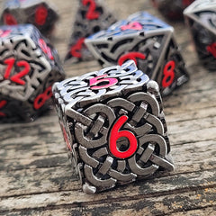 Sacred Hollows Silver Red Hollow Metal RPG Dice Set | Gamers Paradise