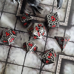 Sacred Hollows Silver Red Hollow Metal RPG Dice Set | Gamers Paradise